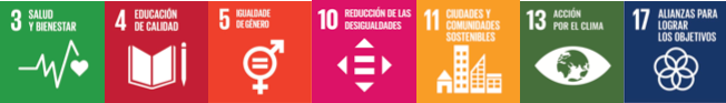 ODS La Paz: Salud y Bienestar, Educación de Calidad, Igualdad de Género, Reducción de las Desigualdades, Ciudades y Comunidades Sostenibles, Acción por el Clima, Alianzas para Lograr los Objetivos